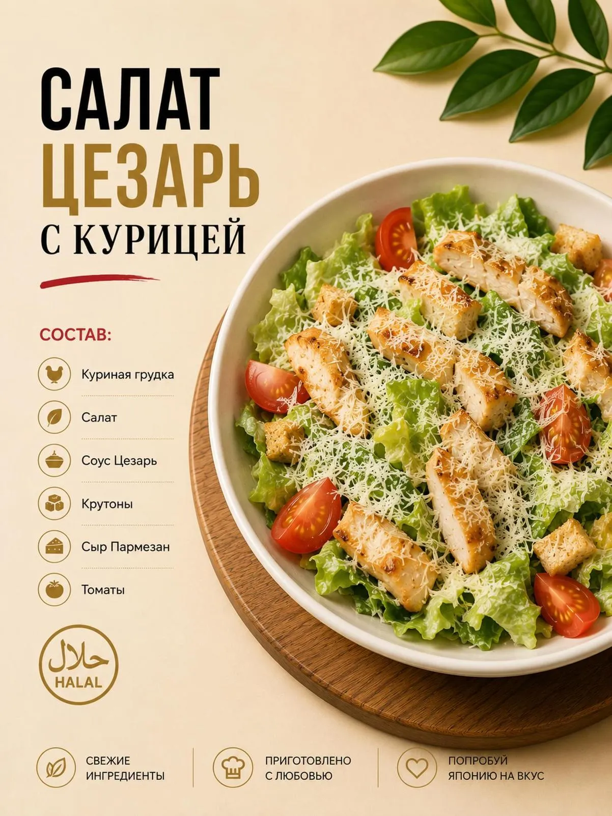 Салат Цезарь с курицей