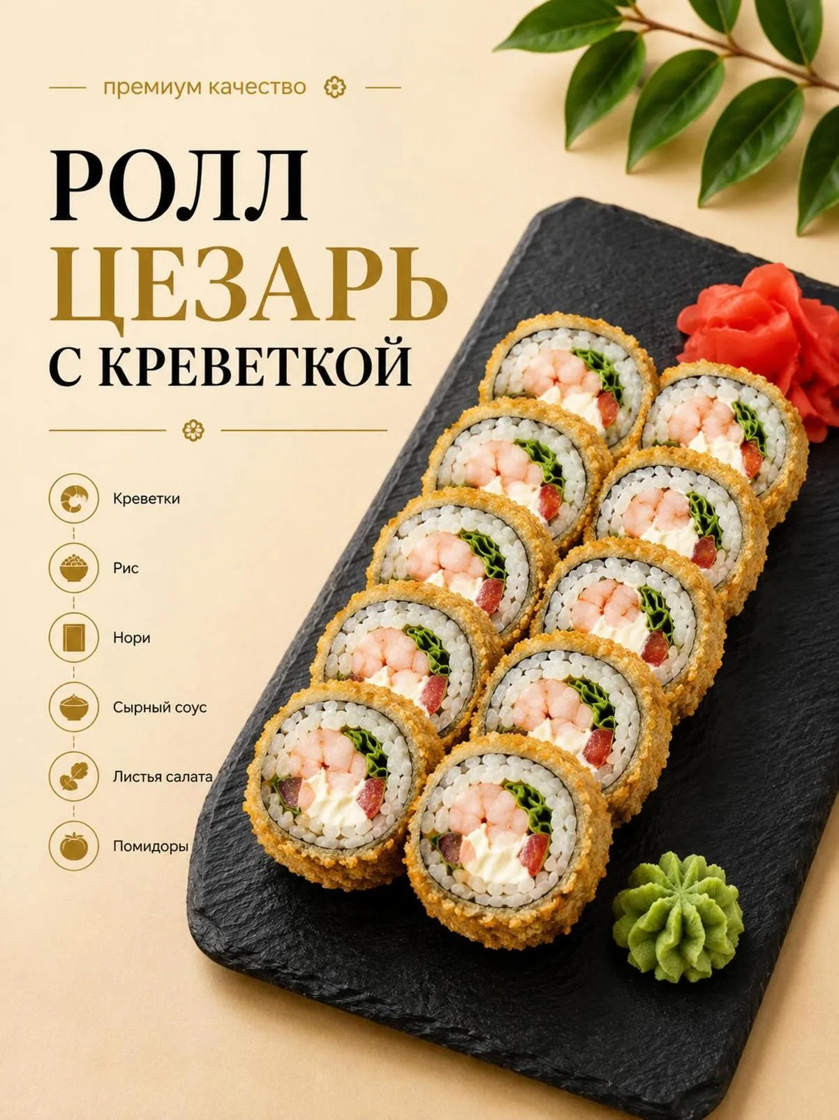 Ролл Цезарь с креветкой