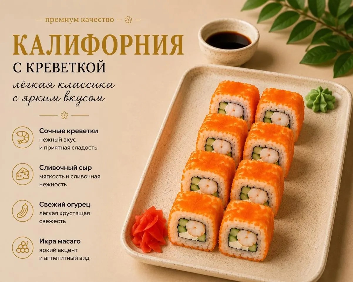 Ролл Калифорния с креветкой